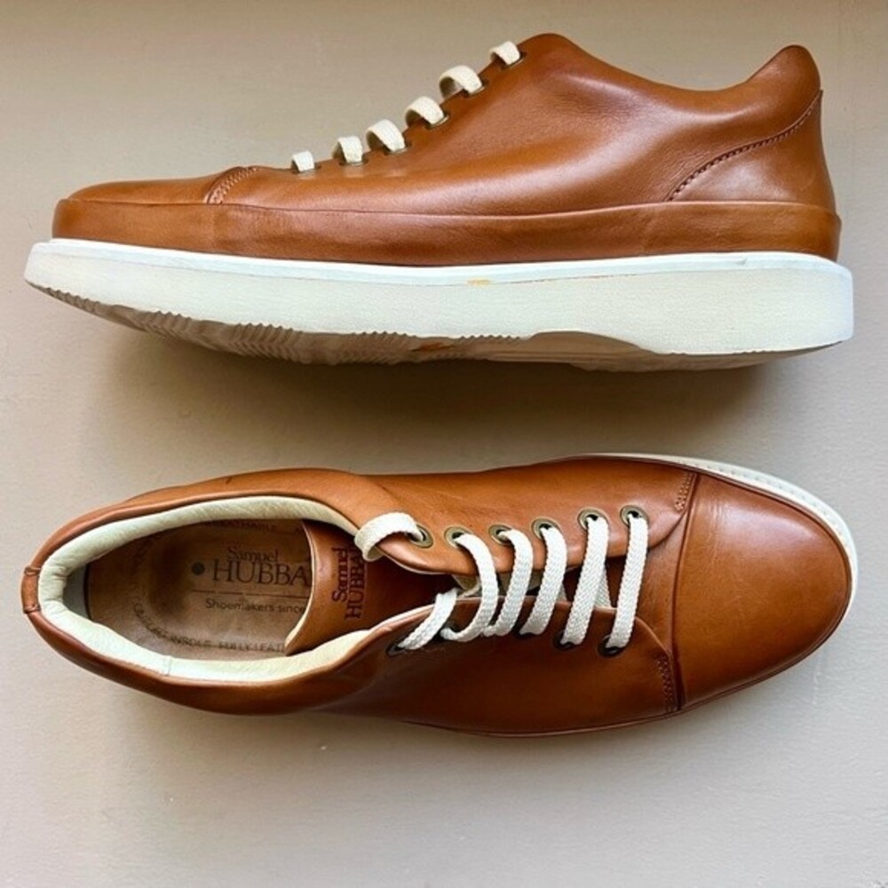 Samuel Hubbard‎ Fast Burnished Tan Brown Leather Lace Up Sneaker Shoes Men's 8